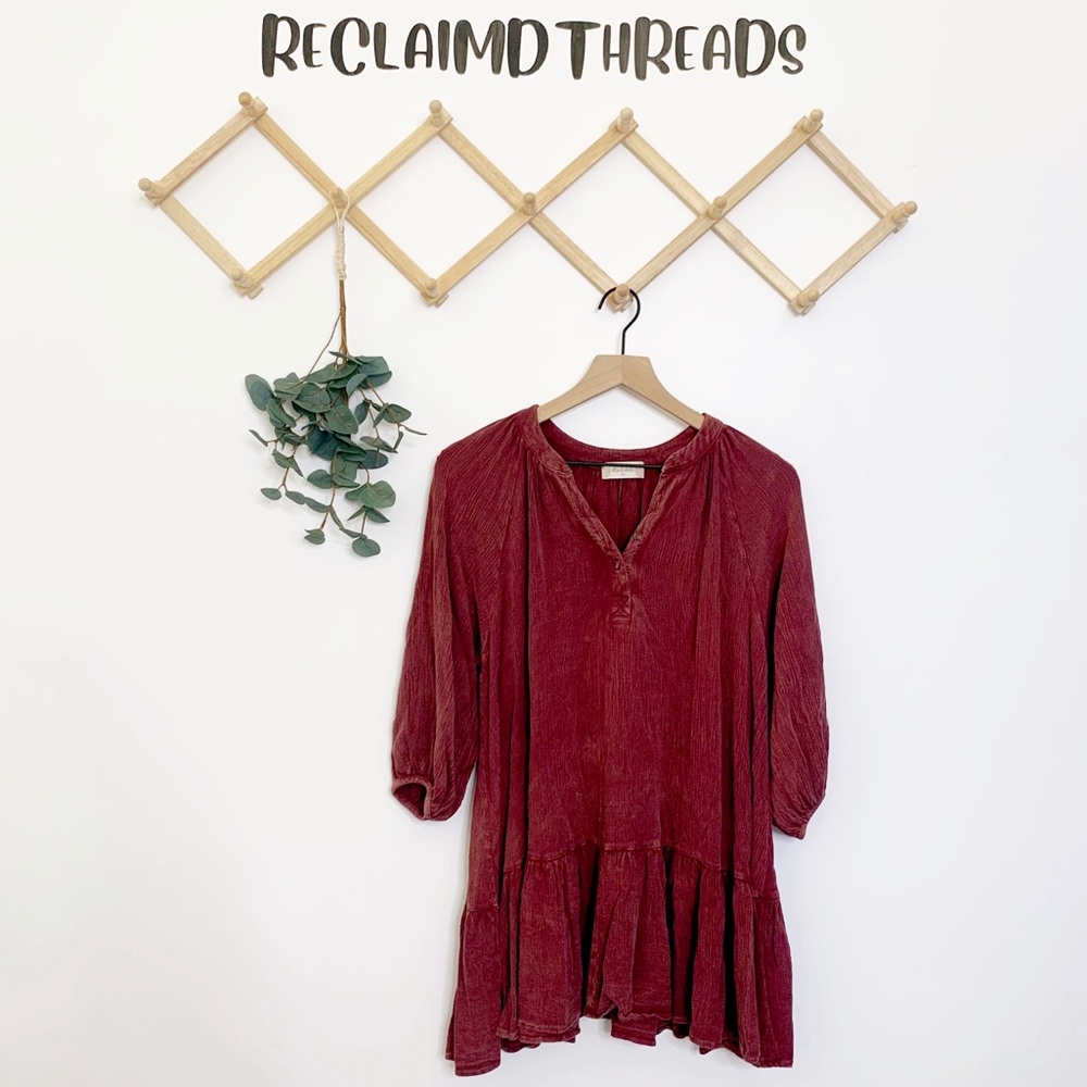 Altar’d State maroon oversized peplum top